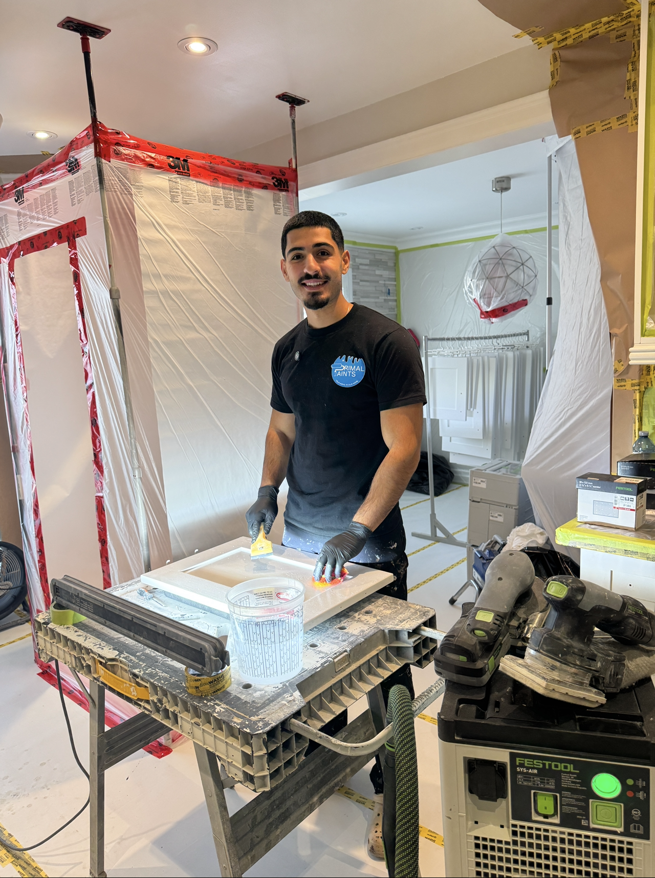 Sanding and Degreasing Cabinets